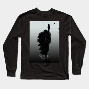 Corsica France Island Map dark Long Sleeve T-Shirt